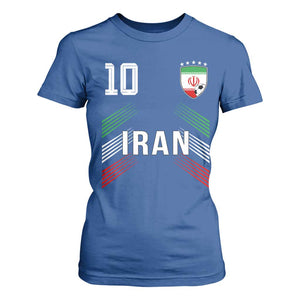 Iran Soccer Sports Graphic Number 10 Jersey Style T Shirt For Women Proud Iranian Football Fans Game Day Pride TS02 Royal Blue Print Your Wear