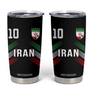 Iran Soccer Sports Graphic Number 10 Jersey Style Tumbler Cup Proud Iranian Football Fans Game Day Pride TS02 Black Print Your Wear