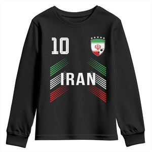 Iran Soccer Sports Graphic Number 10 Jersey Style Youth Sweatshirt Proud Iranian Football Fans Game Day Pride TS02 Black Print Your Wear