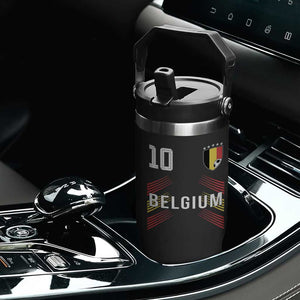 Belgium Soccer Sports Graphic Number 10 Jersey Style Flip Straw Tumbler Proud Belgian Football Fans Game Day Pride TS02 Print Your Wear