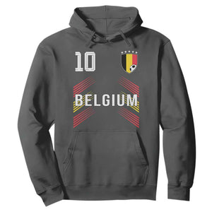 Belgium Soccer Sports Graphic Number 10 Jersey Style Hoodie Proud Belgian Football Fans Game Day Pride TS02 Dark Heather Print Your Wear
