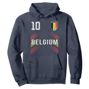 Belgium Soccer Sports Graphic Number 10 Jersey Style Hoodie Proud Belgian Football Fans Game Day Pride TS02 Navy Print Your Wear