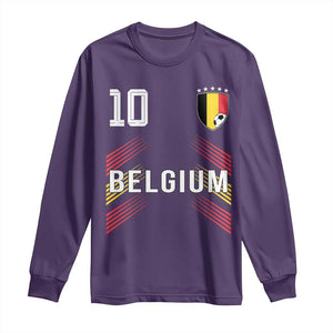 Belgium Soccer Sports Graphic Number 10 Jersey Style Long Sleeve Shirt Proud Belgian Football Fans Game Day Pride TS02 Purple Print Your Wear