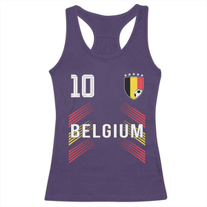 Belgium Soccer Sports Graphic Number 10 Jersey Style Racerback Tank Top Proud Belgian Football Fans Game Day Pride TS02 Purple Print Your Wear
