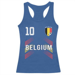 Belgium Soccer Sports Graphic Number 10 Jersey Style Racerback Tank Top Proud Belgian Football Fans Game Day Pride TS02 Royal Blue Print Your Wear