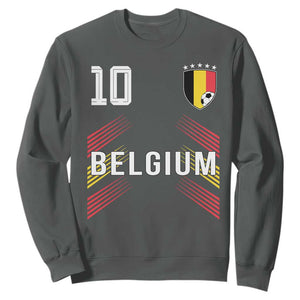 Belgium Soccer Sports Graphic Number 10 Jersey Style Sweatshirt Proud Belgian Football Fans Game Day Pride TS02 Dark Heather Print Your Wear