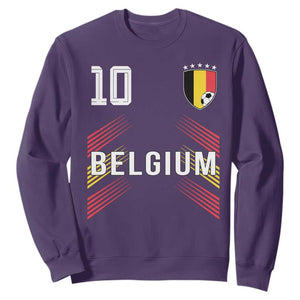 Belgium Soccer Sports Graphic Number 10 Jersey Style Sweatshirt Proud Belgian Football Fans Game Day Pride TS02 Purple Print Your Wear