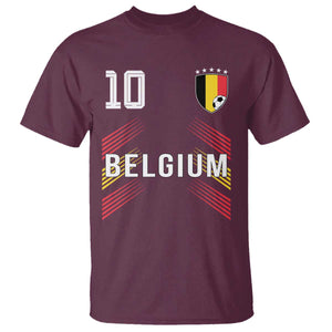Belgium Soccer Sports Graphic Number 10 Jersey Style T Shirt Proud Belgian Football Fans Game Day Pride TS02 Maroon Print Your Wear