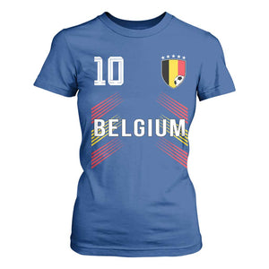 Belgium Soccer Sports Graphic Number 10 Jersey Style T Shirt For Women Proud Belgian Football Fans Game Day Pride TS02 Royal Blue Print Your Wear