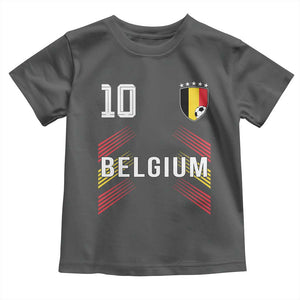 Belgium Soccer Sports Graphic Number 10 Jersey Style Toddler T Shirt Proud Belgian Football Fans Game Day Pride TS02 Dark Heather Print Your Wear