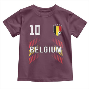 Belgium Soccer Sports Graphic Number 10 Jersey Style Toddler T Shirt Proud Belgian Football Fans Game Day Pride TS02 Maroon Print Your Wear