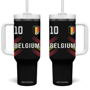 Belgium Soccer Sports Graphic Number 10 Jersey Style Tumbler With Handle Proud Belgian Football Fans Game Day Pride TS02 One Size: 40 oz Black Print Your Wear