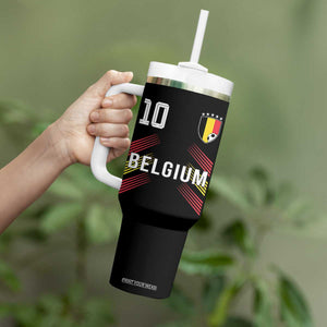 Belgium Soccer Sports Graphic Number 10 Jersey Style Tumbler With Handle Proud Belgian Football Fans Game Day Pride TS02 Print Your Wear