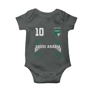 Saudi Arabia Soccer Sports Graphic Number 10 Jersey Style Baby Onesie Proud Saudi Football Fans Game Day Pride TS02 Dark Heather Print Your Wear