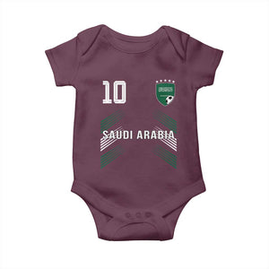 Saudi Arabia Soccer Sports Graphic Number 10 Jersey Style Baby Onesie Proud Saudi Football Fans Game Day Pride TS02 Maroon Print Your Wear