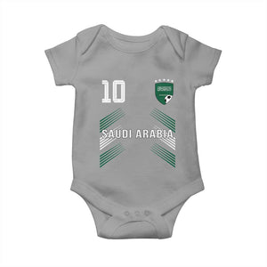 Saudi Arabia Soccer Sports Graphic Number 10 Jersey Style Baby Onesie Proud Saudi Football Fans Game Day Pride TS02 Sport Gray Print Your Wear