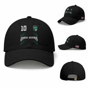 Saudi Arabia Soccer Sports Graphic Number 10 Jersey Style Baseball Cap Proud Saudi Football Fans Game Day Pride TS02 Baseball Cap Universal Fit Black Print Your Wear
