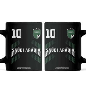 Saudi Arabia Soccer Sports Graphic Number 10 Jersey Style Coffee Mug Proud Saudi Football Fans Game Day Pride TS02 Black Print Your Wear