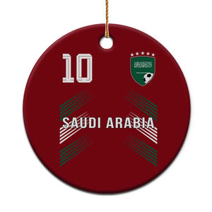 Saudi Arabia Soccer Sports Graphic Number 10 Jersey Style Ceramic Ornament Proud Saudi Football Fans Game Day Pride TS02 1pc Red Print Your Wear