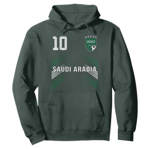 Saudi Arabia Soccer Sports Graphic Number 10 Jersey Style Hoodie Proud Saudi Football Fans Game Day Pride TS02 Dark Forest Green Print Your Wear