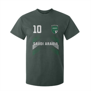 Saudi Arabia Soccer Sports Graphic Number 10 Jersey Style T Shirt For Kid Proud Saudi Football Fans Game Day Pride TS02 Dark Forest Green Print Your Wear