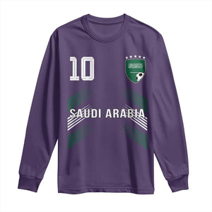 Saudi Arabia Soccer Sports Graphic Number 10 Jersey Style Long Sleeve Shirt Proud Saudi Football Fans Game Day Pride TS02 Purple Print Your Wear