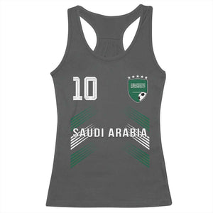 Saudi Arabia Soccer Sports Graphic Number 10 Jersey Style Racerback Tank Top Proud Saudi Football Fans Game Day Pride TS02 Dark Heather Print Your Wear