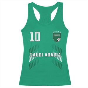 Saudi Arabia Soccer Sports Graphic Number 10 Jersey Style Racerback Tank Top Proud Saudi Football Fans Game Day Pride TS02 Irish Green Print Your Wear