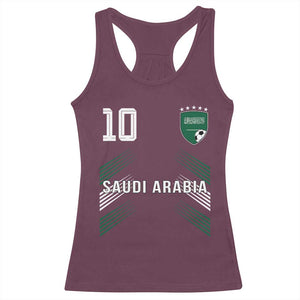 Saudi Arabia Soccer Sports Graphic Number 10 Jersey Style Racerback Tank Top Proud Saudi Football Fans Game Day Pride TS02 Maroon Print Your Wear