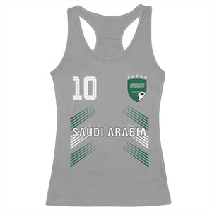 Saudi Arabia Soccer Sports Graphic Number 10 Jersey Style Racerback Tank Top Proud Saudi Football Fans Game Day Pride TS02 Sport Gray Print Your Wear
