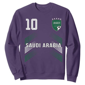 Saudi Arabia Soccer Sports Graphic Number 10 Jersey Style Sweatshirt Proud Saudi Football Fans Game Day Pride TS02 Purple Print Your Wear