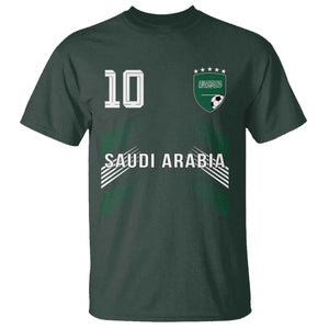 Saudi Arabia Soccer Sports Graphic Number 10 Jersey Style T Shirt Proud Saudi Football Fans Game Day Pride TS02 Dark Forest Green Print Your Wear