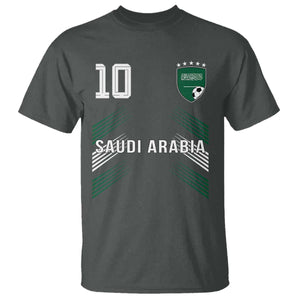 Saudi Arabia Soccer Sports Graphic Number 10 Jersey Style T Shirt Proud Saudi Football Fans Game Day Pride TS02 Dark Heather Print Your Wear