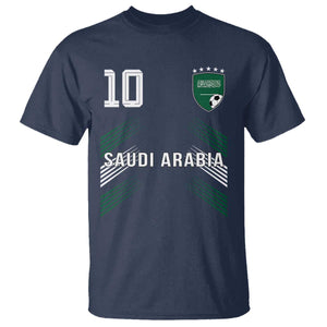 Saudi Arabia Soccer Sports Graphic Number 10 Jersey Style T Shirt Proud Saudi Football Fans Game Day Pride TS02 Navy Print Your Wear