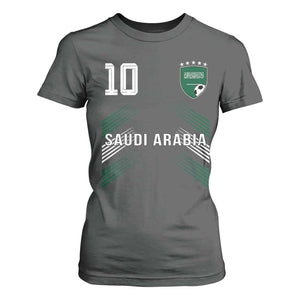 Saudi Arabia Soccer Sports Graphic Number 10 Jersey Style T Shirt For Women Proud Saudi Football Fans Game Day Pride TS02 Dark Heather Print Your Wear