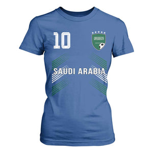 Saudi Arabia Soccer Sports Graphic Number 10 Jersey Style T Shirt For Women Proud Saudi Football Fans Game Day Pride TS02 Royal Blue Print Your Wear