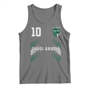 Saudi Arabia Soccer Sports Graphic Number 10 Jersey Style Tank Top Proud Saudi Football Fans Game Day Pride TS02 Black Heather Print Your Wear