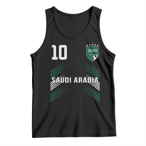 Saudi Arabia Soccer Sports Graphic Number 10 Jersey Style Tank Top Proud Saudi Football Fans Game Day Pride TS02 Black Print Your Wear
