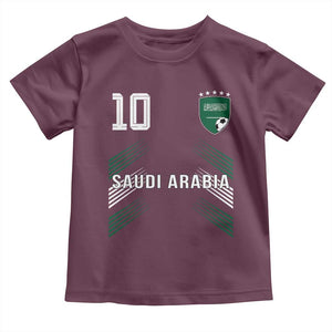 Saudi Arabia Soccer Sports Graphic Number 10 Jersey Style Toddler T Shirt Proud Saudi Football Fans Game Day Pride TS02 Maroon Print Your Wear