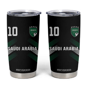 Saudi Arabia Soccer Sports Graphic Number 10 Jersey Style Tumbler Cup Proud Saudi Football Fans Game Day Pride TS02 Black Print Your Wear