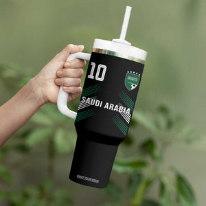 Saudi Arabia Soccer Sports Graphic Number 10 Jersey Style Tumbler With Handle Proud Saudi Football Fans Game Day Pride TS02 Print Your Wear