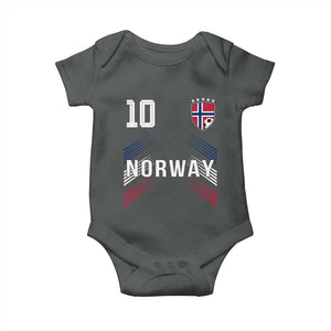 Norway Soccer Sports Graphic Number 10 Jersey Style Baby Onesie Proud Norwegian Football Fans Game Day Pride TS02 Dark Heather Print Your Wear