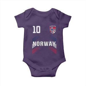 Norway Soccer Sports Graphic Number 10 Jersey Style Baby Onesie Proud Norwegian Football Fans Game Day Pride TS02 Purple Print Your Wear