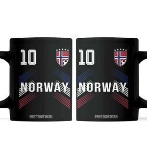 Norway Soccer Sports Graphic Number 10 Jersey Style Coffee Mug Proud Norwegian Football Fans Game Day Pride TS02 Black Print Your Wear