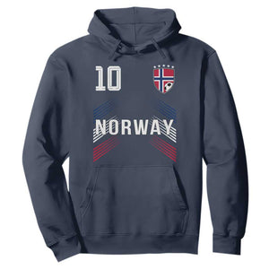 Norway Soccer Sports Graphic Number 10 Jersey Style Hoodie Proud Norwegian Football Fans Game Day Pride TS02 Navy Print Your Wear