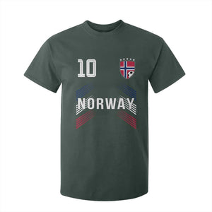 Norway Soccer Sports Graphic Number 10 Jersey Style T Shirt For Kid Proud Norwegian Football Fans Game Day Pride TS02 Dark Forest Green Print Your Wear