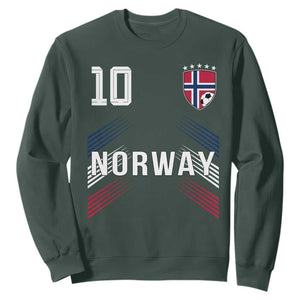 Norway Soccer Sports Graphic Number 10 Jersey Style Sweatshirt Proud Norwegian Football Fans Game Day Pride TS02 Dark Forest Green Print Your Wear