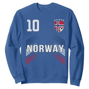 Norway Soccer Sports Graphic Number 10 Jersey Style Sweatshirt Proud Norwegian Football Fans Game Day Pride TS02 Royal Blue Print Your Wear