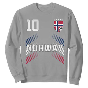 Norway Soccer Sports Graphic Number 10 Jersey Style Sweatshirt Proud Norwegian Football Fans Game Day Pride TS02 Sport Gray Print Your Wear