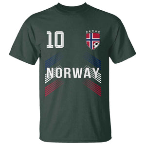 Norway Soccer Sports Graphic Number 10 Jersey Style T Shirt Proud Norwegian Football Fans Game Day Pride TS02 Dark Forest Green Print Your Wear